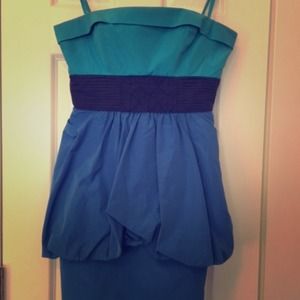 BCBG Max Azria blue tri-tone dress