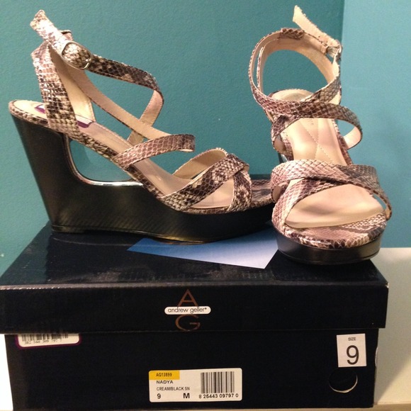 Andrew geller snake skin platform sandal