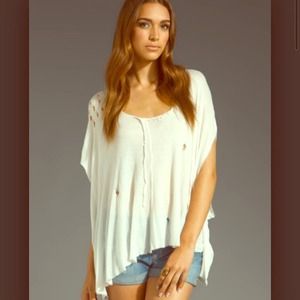 One Teaspoon White Franklin Distressed Rib Tee