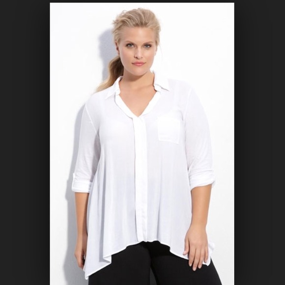 Splendid Mixed Media Top 1X White