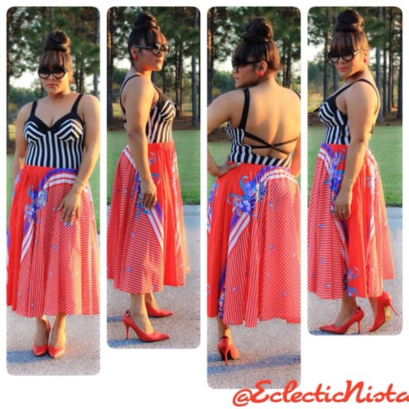 Vintage Dresses & Skirts - ❌SOLD❌🌷NEW🌷Vtg Lilacs & Stripes Swing Skirt