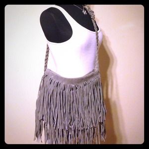 Grey Fringe Crossbody