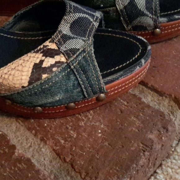 Authentic Coach Denim Wedges - Picture 2 of 4