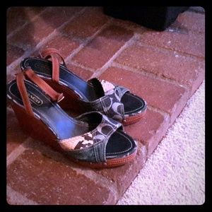Authentic Coach Denim Wedges