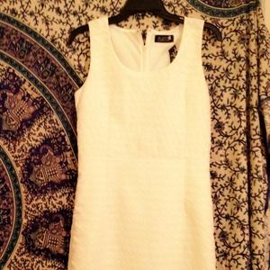 White, A-line, springtime dress.