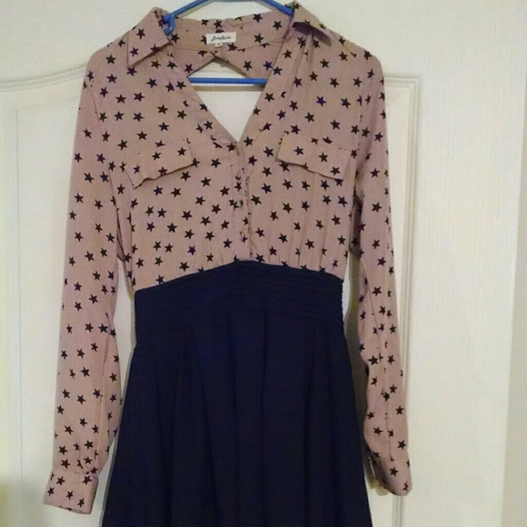 Gorgeous pink and black starry back out dress!