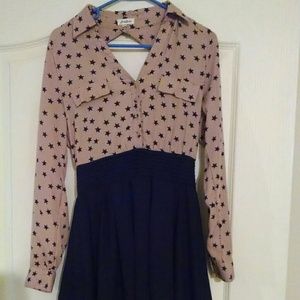 Gorgeous pink and black starry back out dress!