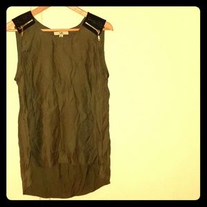 Faux leather shoulder top