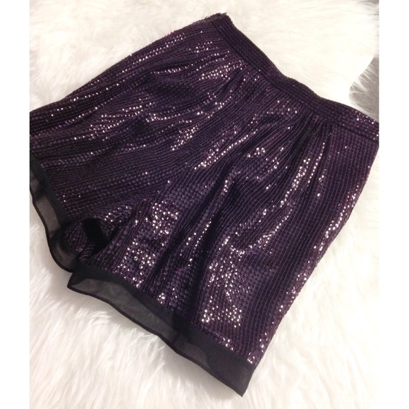 Diane von Furstenberg Plum Sandra Sequin Shorts - Picture 2 of 3