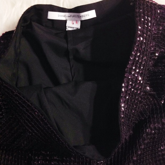 Diane von Furstenberg Plum Sandra Sequin Shorts - Picture 3 of 3