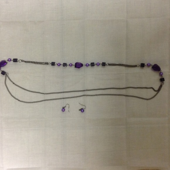 Purple and Smoke Gray Necklace Set