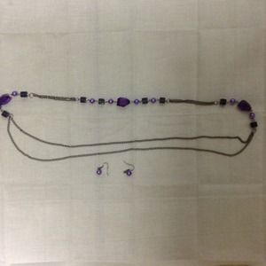 Purple and Smoke Gray Necklace Set