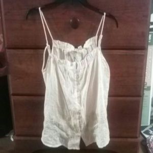 Button up tank top. Can be worn as a midriff