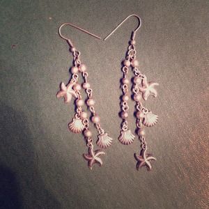 Ocean style silver dangle earrings