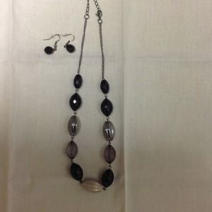 Black, Gray and Beige Necklace Set