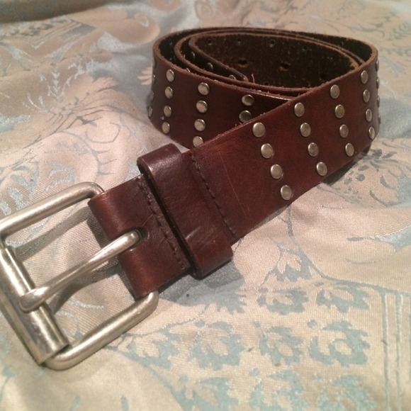 Genuine leather studded belt. Size large.