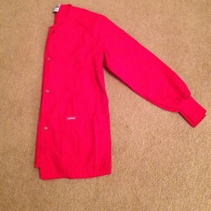 BRIGHT red button down lab coat