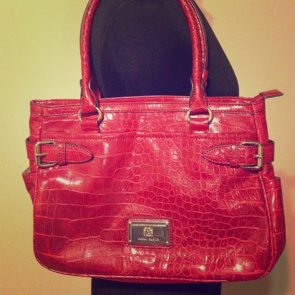 AK Red Reptile Print Tote