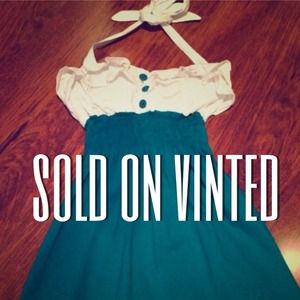 Vintage Inspired Teal & White Mini Dress