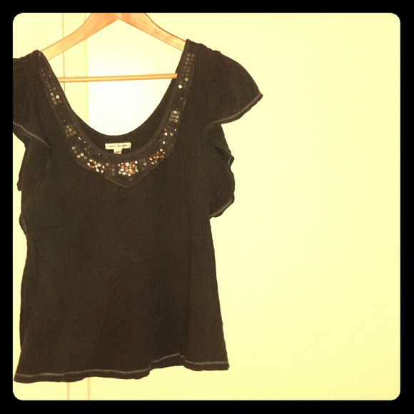 American Eagle ruffle sleeve embellished top - Picture 1 of 3