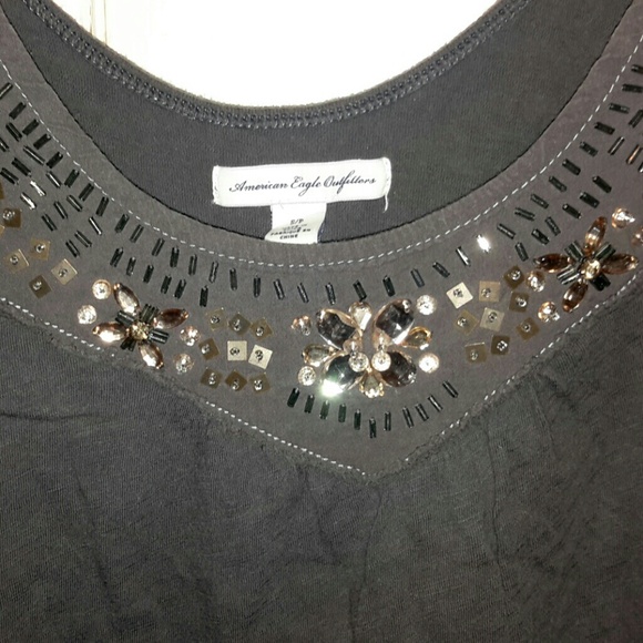 American Eagle ruffle sleeve embellished top - Picture 2 of 3