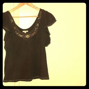American Eagle ruffle sleeve embellished top