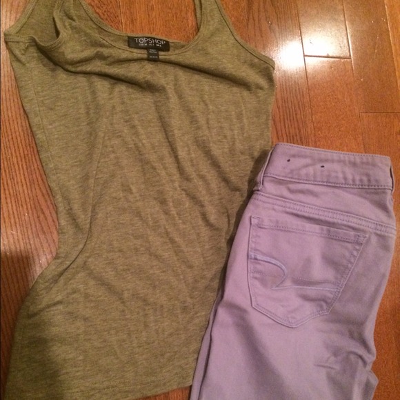 American eagle purple jeans & TOPSHOP tank bundle