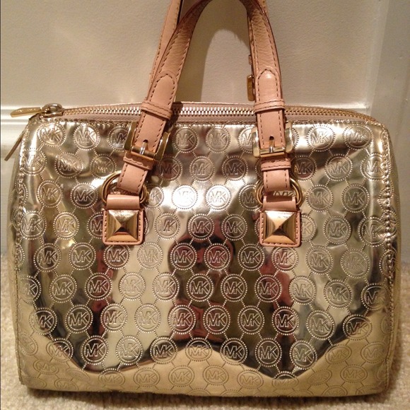 Michael Kors signature gold metallic handbag