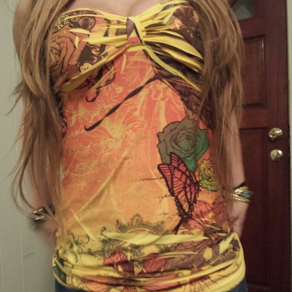 Yellow orange tube top