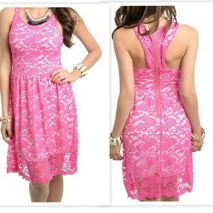 Pink lace dress