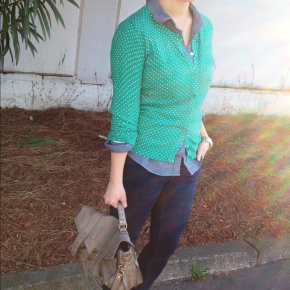 SOLD Green Polka Dot Cardigan - Picture 2 of 3