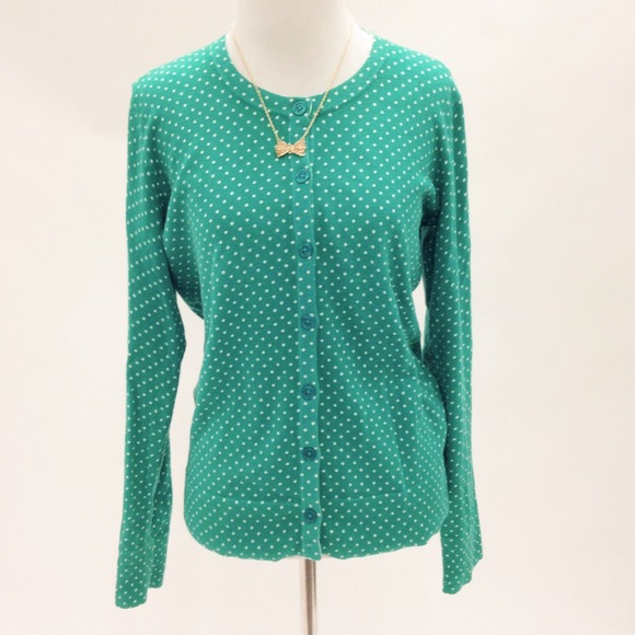 SOLD Green Polka Dot Cardigan - Picture 3 of 3