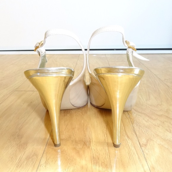 Gold and Cream Patent Guess Heels (Like New) - Picture 2 of 4