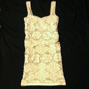 Free people bodycon dress cream and nude