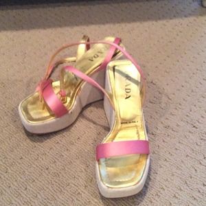 Authentic Prada platform wedge sandals