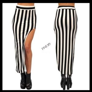 Black and white skirt with stripes