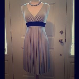 Pleated V-Neck Dress