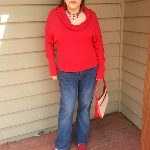 Candie's Red Sweater Top, Large - Picture 2 of 4