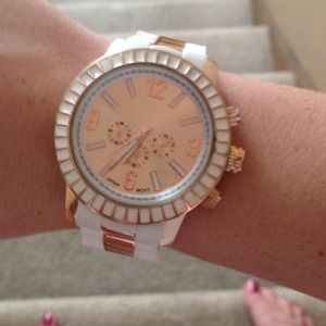 Rose gold white watch