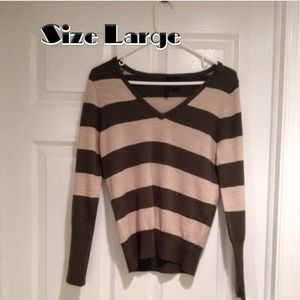 Tan and Gray Striped Sweater