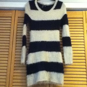 Black & white striped sweater dress