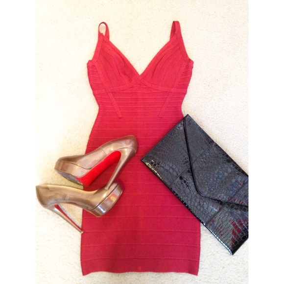 Herve Leger Dresses & Skirts - RESERVED Herve Leger red Scarlett bandage dress XS