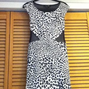 White leopard body con dress
