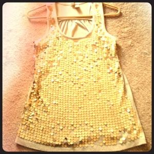 Gold sequin tank top