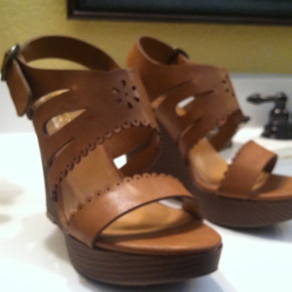 Tan wedge sandals