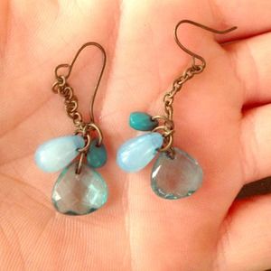 Teal beaded earrings