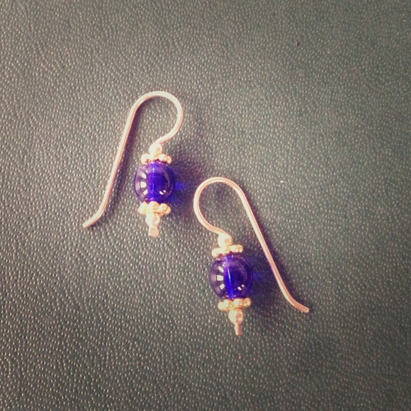 Blue and gold earrings