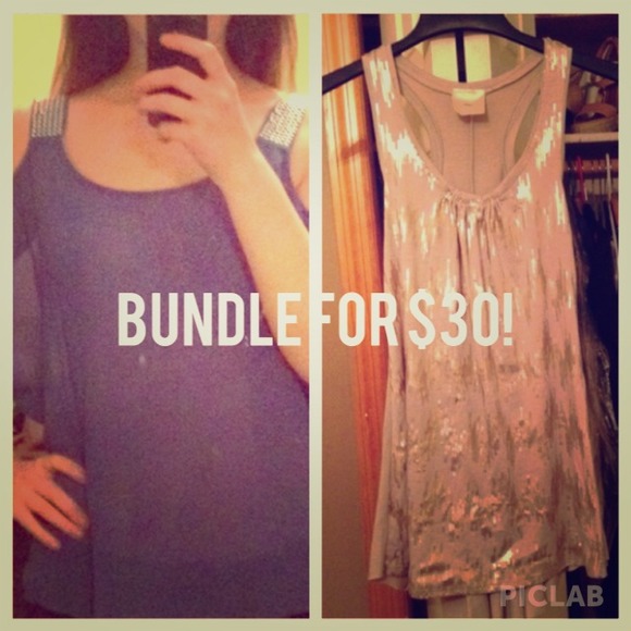 Navy blue sparkle shoulder straps & chevon top.