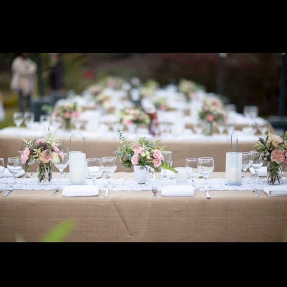 3 Wedding Burlap table cloths 60"x126"