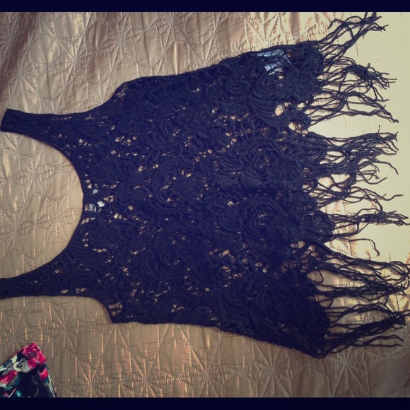 Black crochet tank top